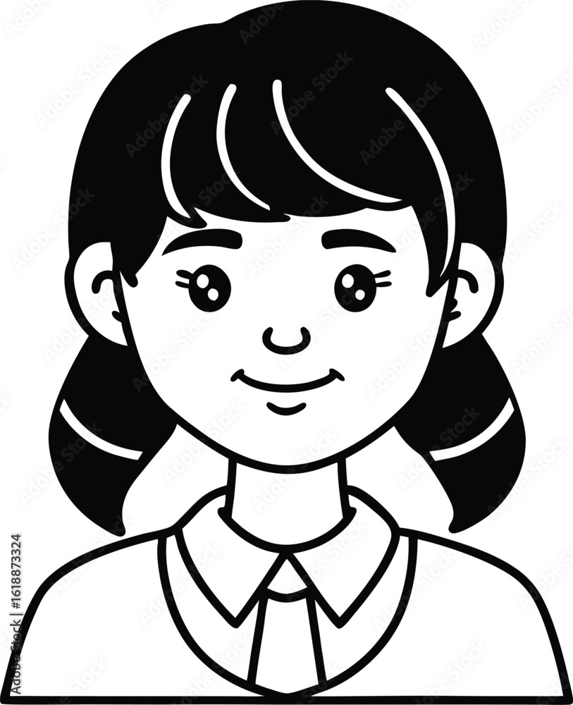 student avatar flat vector line art white background happy face student avatar flat vector line art white background happy face
