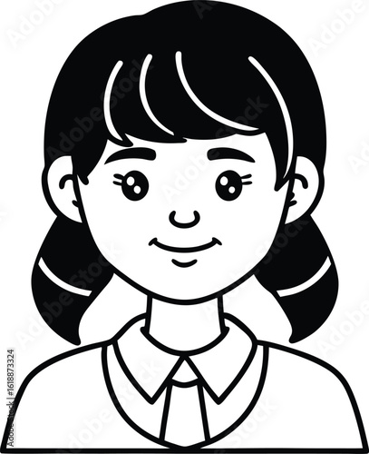 student avatar flat vector line art white background happy face