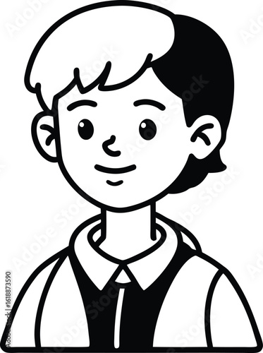 student avatar flat vector line art white background playful look