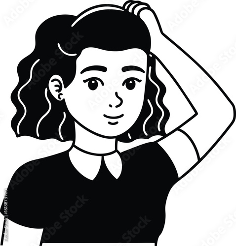 student avatar flat vector line art white background calm pose
