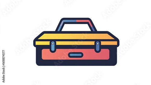A single vector icon of a toolbox, bold black outline, flat colors, no gradient, simple and modern style, white background, high contrast