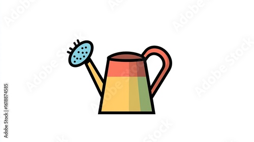 A single vector icon of a watering can, bold black outline, flat colors, no gradient, simple and modern style, white background, high contrast 