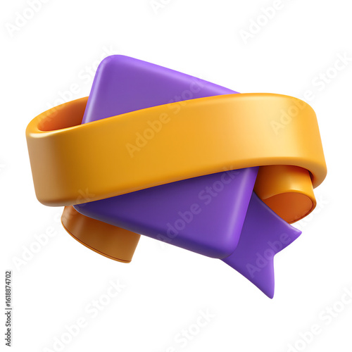 3D Decorative Ribbon Banner Transparent PNG AI Generated