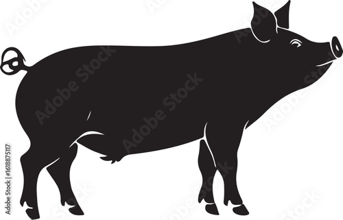 Silhouette of pig standing