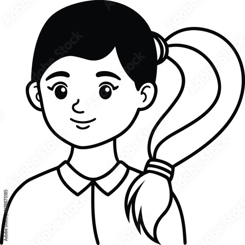 student avatar flat vector line art white background shy expression