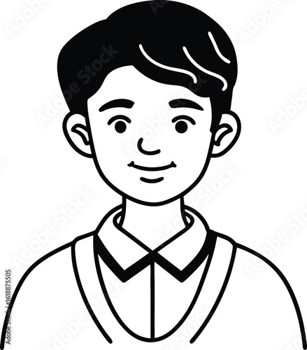 student avatar flat vector line art white background joyful smile