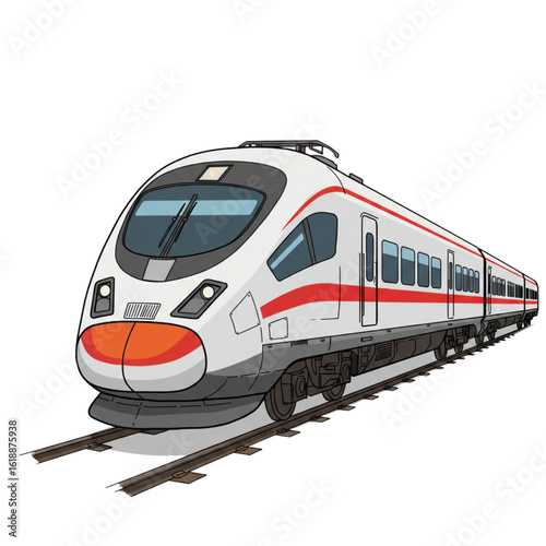 Modern high speed passenger train illustration offers fast and efficient transportation solution icon