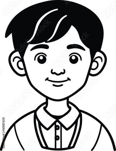 student avatar flat vector line art white background friendly face