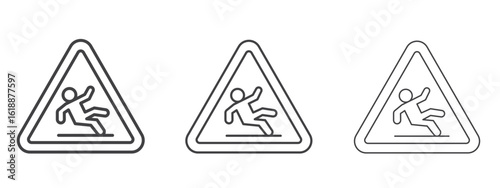 Slip Warning signs - editable stroke vector illustration