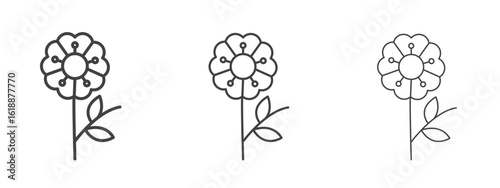 Wild rose icon - editable stroke vector illustration