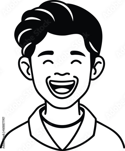 student avatar flat vector line art white background thoughtful gaze