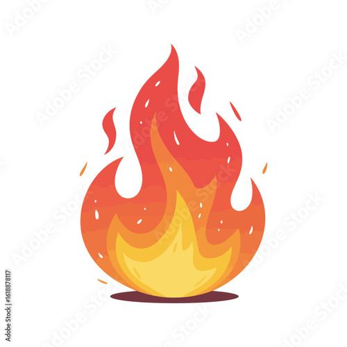 Dynamic Flame Vector Illustration with Fiery Orange and Yellow Colors on Transparent Backdrop for Fire Element Design Projects