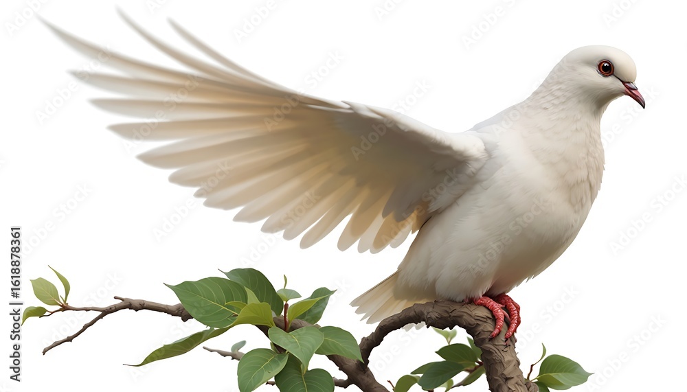 Obraz premium white dove perched on a branch, dove png background