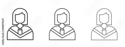 Student Girl icon - editable stroke vector illustration