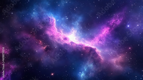 Vibrant Cosmic Scene: A Stunning Blend of Pink and Blue Nebula in Space