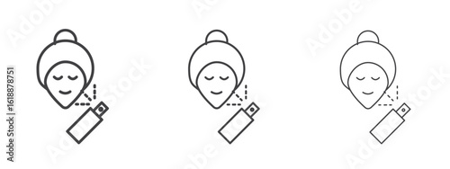 Spray on face icon - editable stroke vector illustration