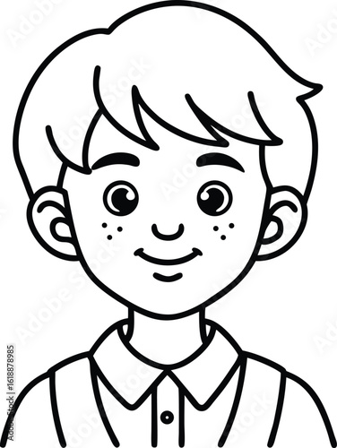 student avatar flat vector line art white background cheerful face