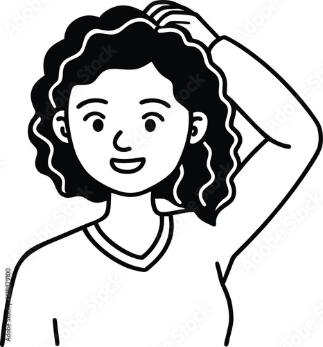 student avatar flat vector line art white background serious gaze