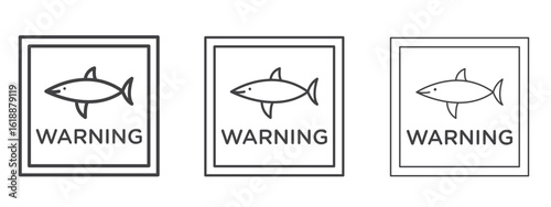 Shark warning signs - editable stroke vector illustration