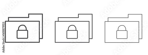Secret folder icon - editable stroke vector illustration