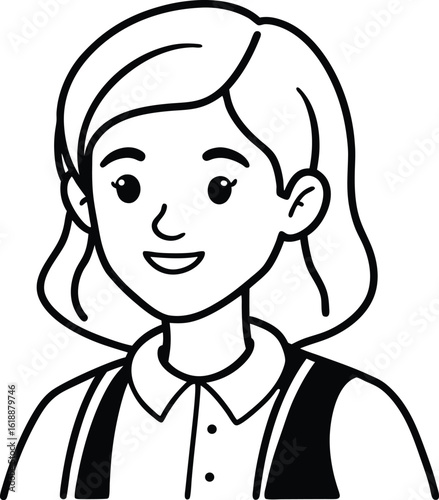 student avatar flat vector line art white background attentive gaze