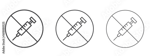 No syringe signs - editable stroke vector illustration