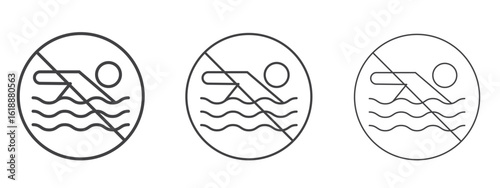 No swimming sign - editable stroke vector illustration