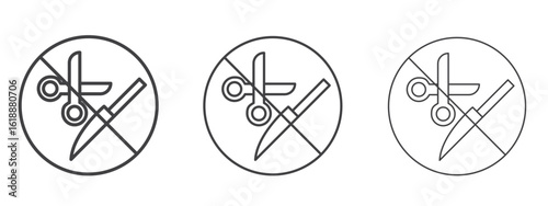 No scissors or no knives signs - editable stroke vector illustration