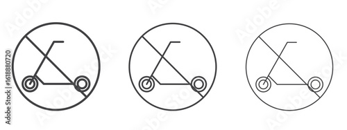 No scooters signs - editable stroke vector illustration