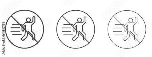 No running signs - editable stroke vector illustration