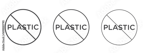No plastic signs - editable stroke vector illustration