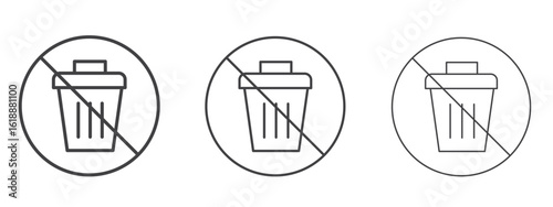 No garbage signs - editable stroke vector illustration