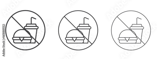 No food allowed signs - editable stroke vector illustration