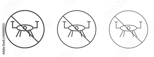 No fly drones signs - editable stroke vector illustration