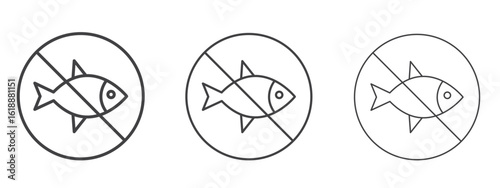 No fishing icon - editable stroke vector illustration