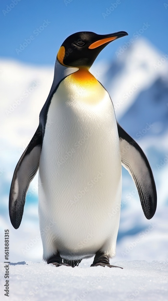 Obraz premium Emperor penguin on ice, sunny day