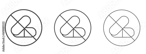No drugs signs - editable stroke vector illustration