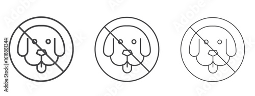 No dogs allowed signs - editable stroke vector illustration