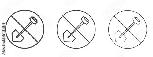 No digging signs - editable stroke vector illustration