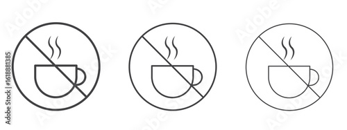 No coffee cup signs - editable stroke vector illustration