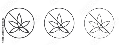 No Marijuana signs - editable stroke vector illustration