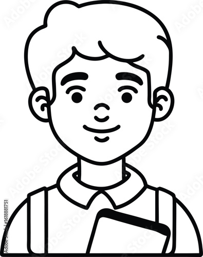 student avatar flat vector line art white background gentle gaze