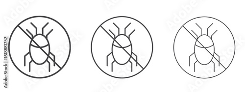 Mite in the prohibition signs - editable stroke vector illustration