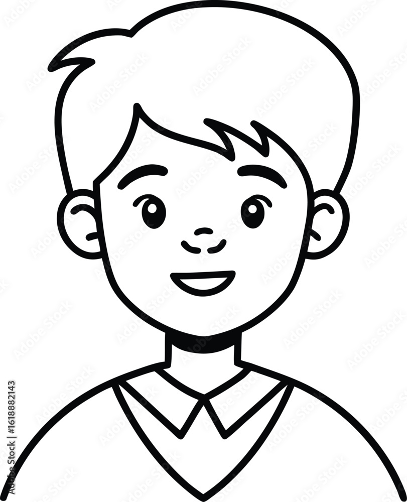 Obraz premium student avatar flat vector line art white background looking left side