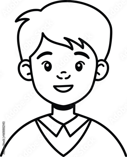 student avatar flat vector line art white background looking left side