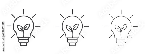 Lightbulb with leaf icon - editable stroke vector illustration