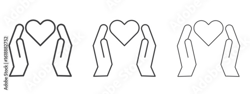 Heart and hands icon - editable stroke vector illustration