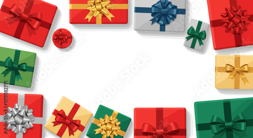Colorful Gift Boxes Arranged Artfully With Festive Ribbons