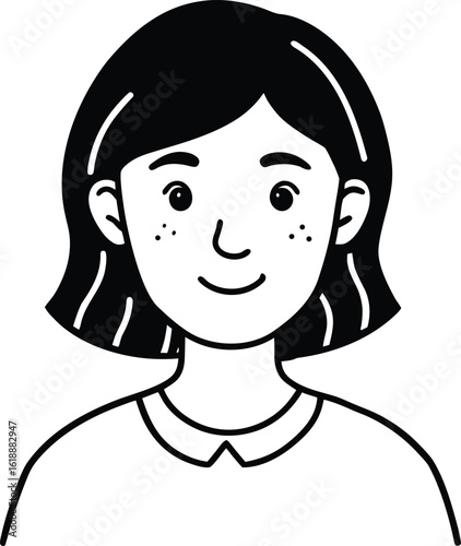 student avatar flat vector line art white background smiling softly