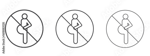 Forbidden pregnant icon - editable stroke vector illustration